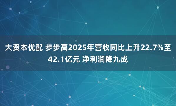 大资本优配 步步高2025年营收同比上升22.7%至42.1亿元 净利润降九成